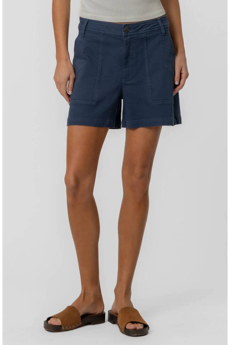 NEW KUT FROM THE KLOTH women's ashton high rise twill utility short in navy